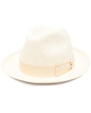 Borsalino Logo Fedora Hat - White