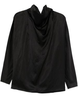 TOTEME Solid Cowl Neck Top - Black