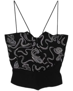 IRO Embellished V Neck Top - Black