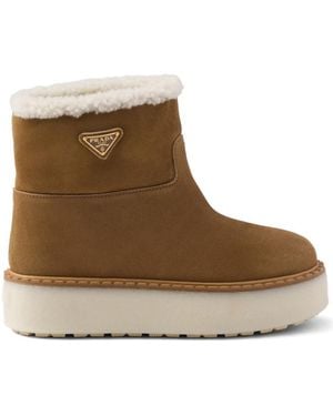 Prada Suede Booties - Brown