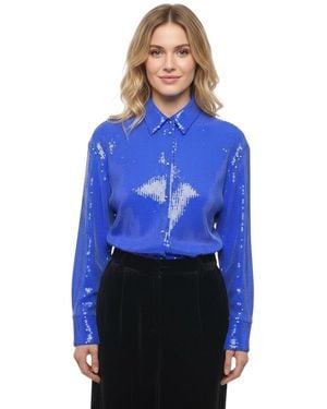 David Koma Oversized Embellished Shirt - Blue