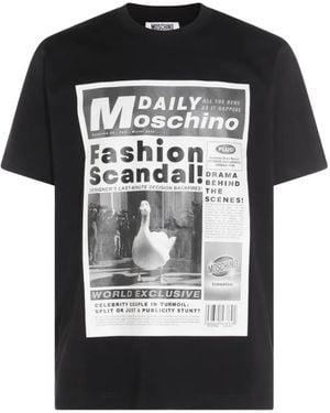 Moschino Round Neck Graphic Print T-Shirt - Black
