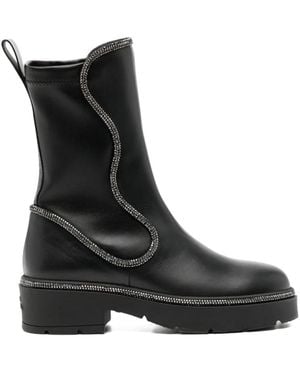 Rene Caovilla Rhinestone Boots - Black
