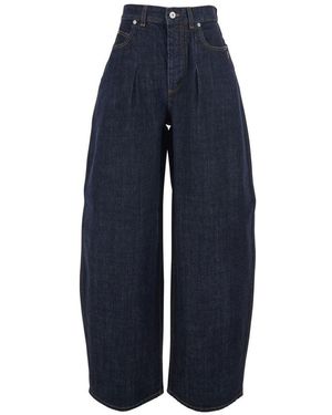 Jacquemus 'Le De Nimes Ovalo' Wide Jeans With Side Logo - Blue