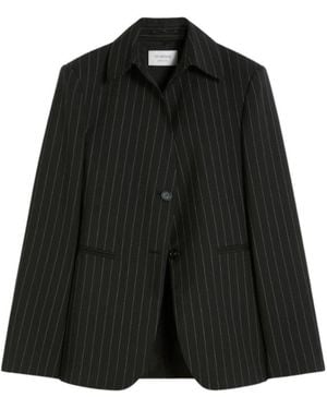 Sportmax Stripes Shirt Collar Blazer - Black