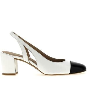 Stuart Weitzman Calfskin Slingback Chunky Heels - White