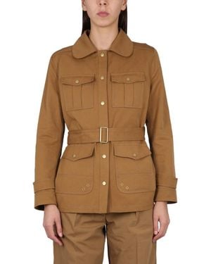Fay Solid Shirt Collar Jacket - Brown