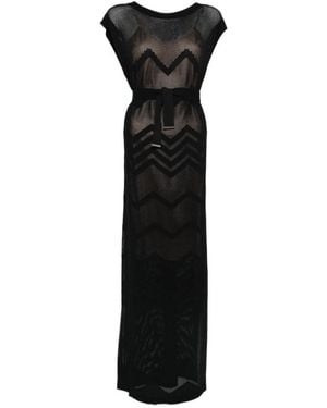 D.exterior Chevron Belted Dress - Black