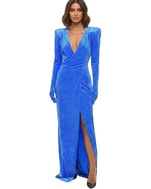 Vetements V Neck Maxi Dress - Blue