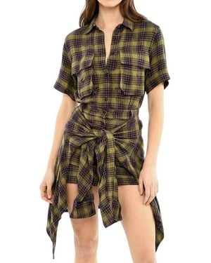 DIESEL Checks Shirt Collar Mini Dress - Black