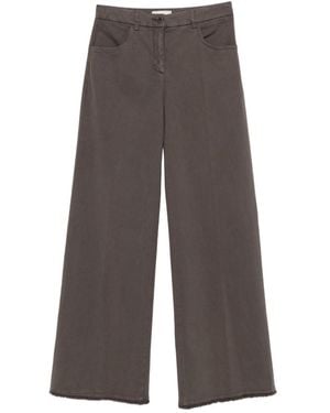 Via Masini 80 Cotton Wide-Leg Pants - Gray
