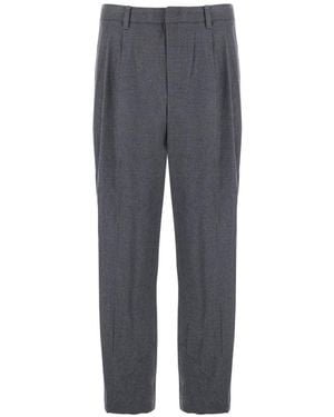 DUNST Straight Pleated Trousers - Grey