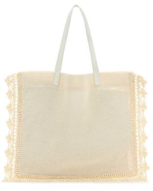 JW Anderson Ivory Crochet Shopping Bag - Natural