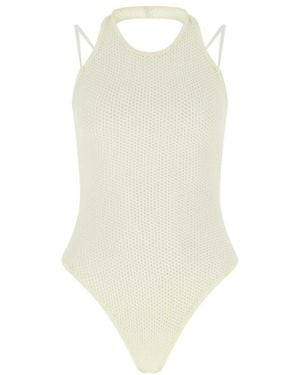 ANDREADAMO Ivory Stretch Viscose Blend Bodysuit - White