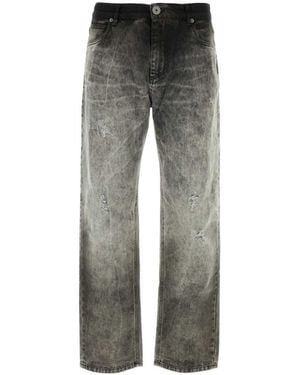 Balmain Bleached Straight Denim Pants For - Gray