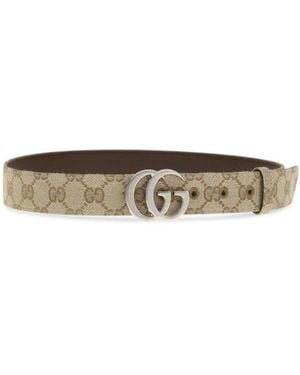 Gucci Gg Logo Buckle Belt - Natural