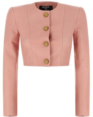 Balmain Crew Neck Blazer - Pink
