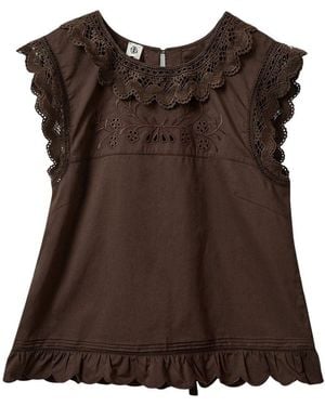 THE GARMENT Embroidered Round Neck Top - Brown