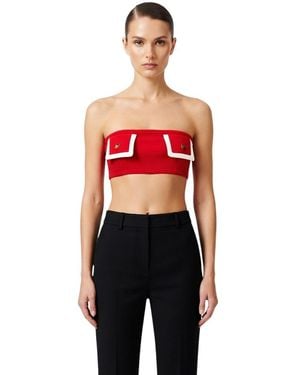 Prada Solid Strapless Top - Red