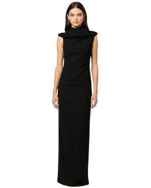 Monot Solid Hood Full Length Dress - Black