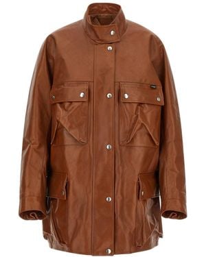 Prada Solid Band Collar Jacket - Brown