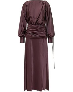 Pinko Burgundy Solid Boat Neck Midi Dress - Purple