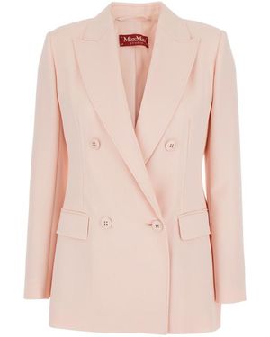 Max Mara Solid Peaked Lapel Blazer - Pink