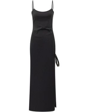 Coperni Tailored Long Dress With Subtle Stripes - Black