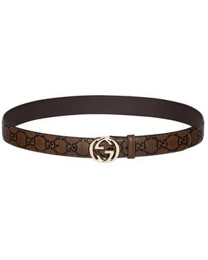 Gucci Gg Logo Buckle Belt - Brown