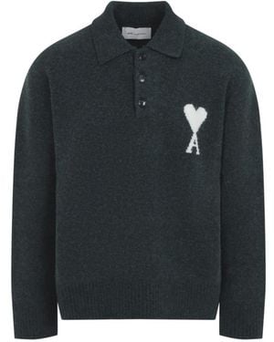 Ami Paris Full Sleeves Polo - Black