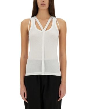 Helmut Lang Solid Scoop Neck Top - White
