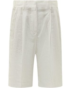 A PAPER KID Solid Pleated Shorts - White