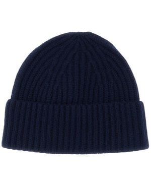 Lisa Yang Dark Knitted Beanie Cap - Blue