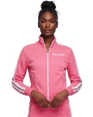 Palm Angels Stripes Mock Collar Sweatshirt - Pink