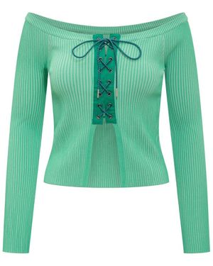 ANDERSSON BELL Stripes Boat Neck Top - Green