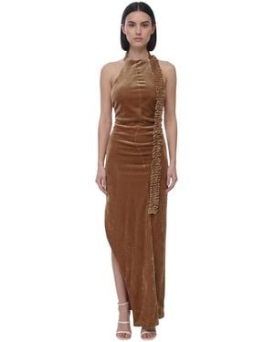 Off-White c/o Virgil Abloh Halter Neck Maxi Dress - Brown