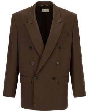 Saint Laurent Peaked Lapel Blazer - Brown