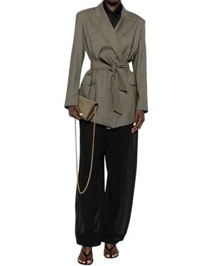 Max Mara Checks Peaked Lapel Blazer - Brown