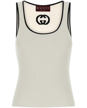 Gucci Scoop Neck Top - Grey