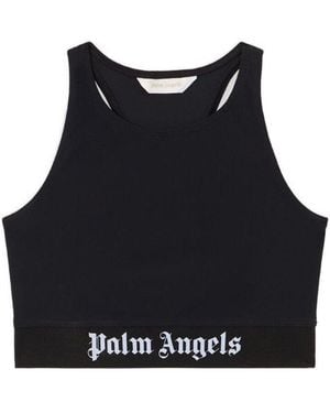 Palm Angels Logo Scoop Neck Top - Black
