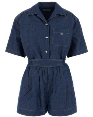 Prada Cotton Shorts Jumpsuit - Blue