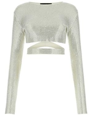 ANDREADAMO Ivory Embellished Viscose Top - White