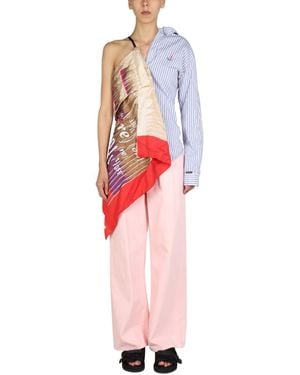 1/OFF One Shoulder Scarf Dress - Red