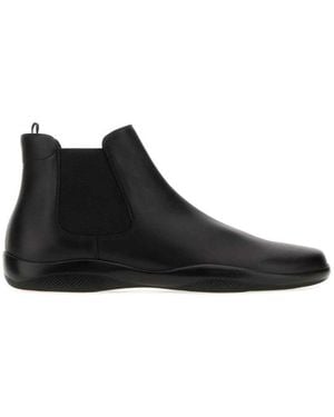 Prada Leather Ankle Boots - Black