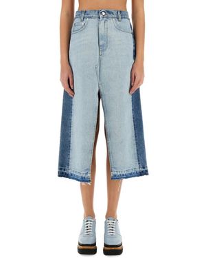 Stella McCartney Denim Skirt With Contrasting Panel - Blue