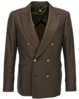 Maurizio Miri Solid Peaked Lapel Blazer - Green
