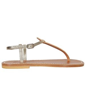 K. Jacques Leather Sandals - Metallic