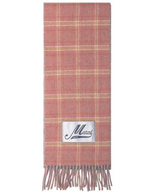 Marni Plaid Logo Scarf - Pink