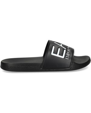 EA7 Logo Pool Slides - Black