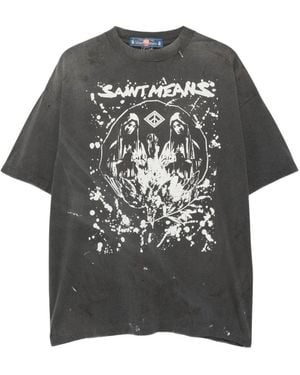 SAINT Mxxxxxx Graphic Print T-Shirt - Grey